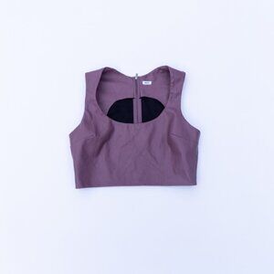 EUC Garage Purple Crop Top Vest Zipper Pleather Leather L